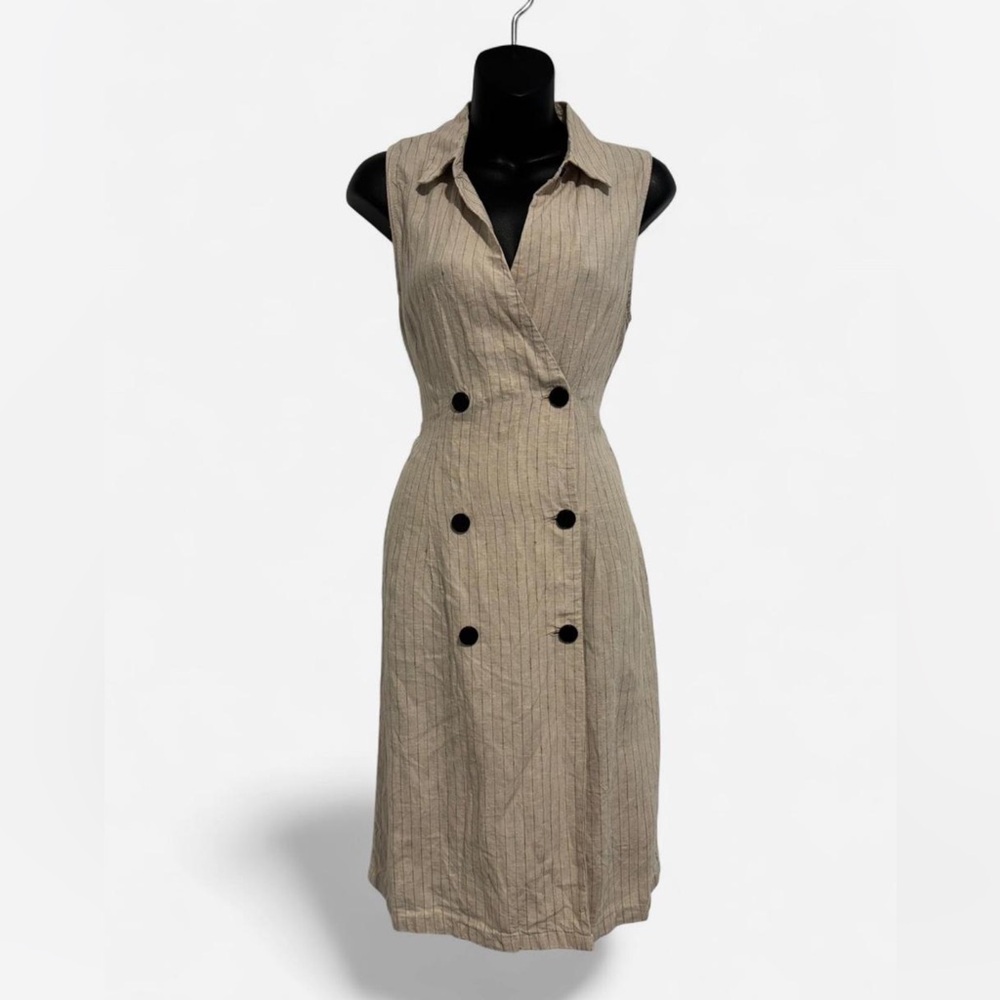 Mango 100% Linen Button-Front Dress